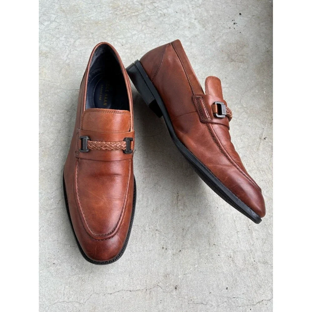 Cole Haan Warner Grand Bit Loafers Mens Brown Leather Dress Shoes Slip On 10.5